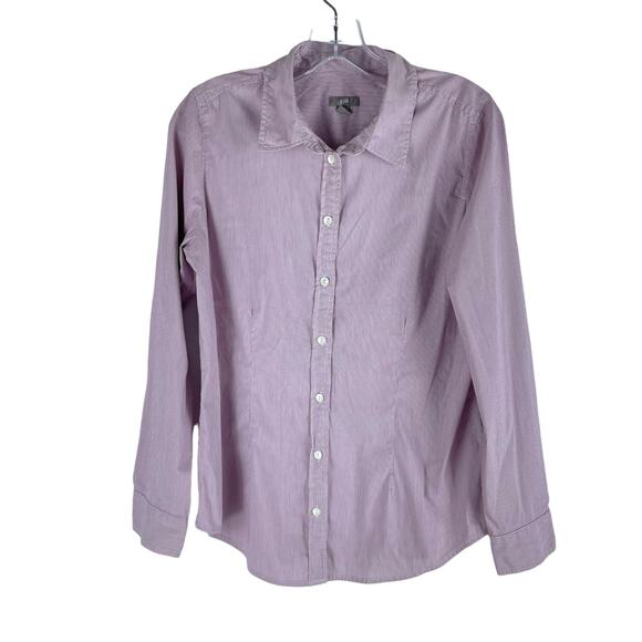 J. Jill Long Sleeve Striped Button Front Shirt Stretch Pink White Size S - Picture 1 of 6